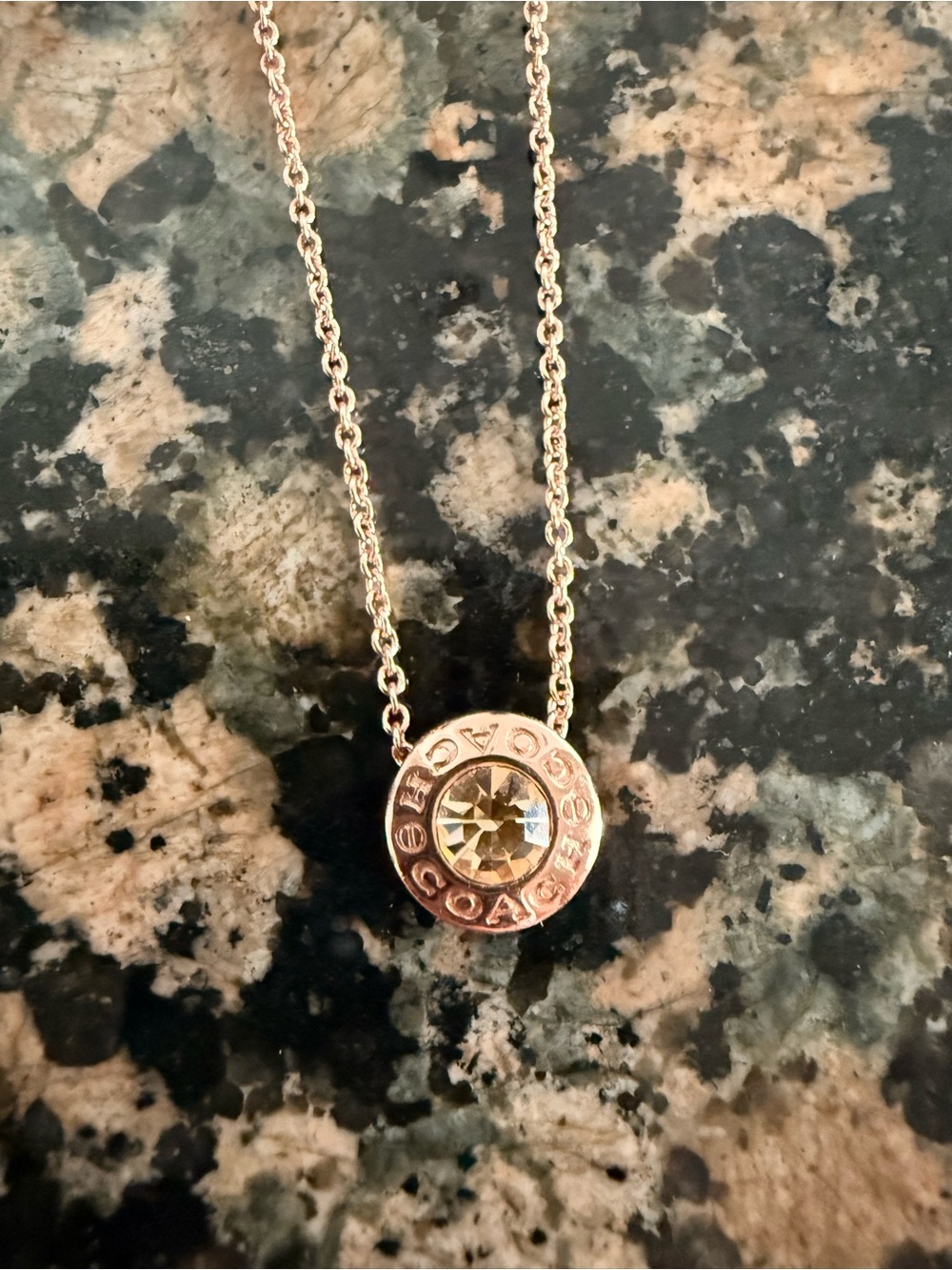 Coach Rose Gold Crystal Accent Pendant Necklace